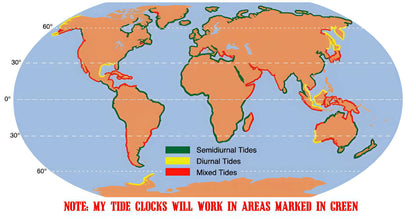 Tide Clock Fisherman Design, Atlantic Coast High and Low Tidal Times